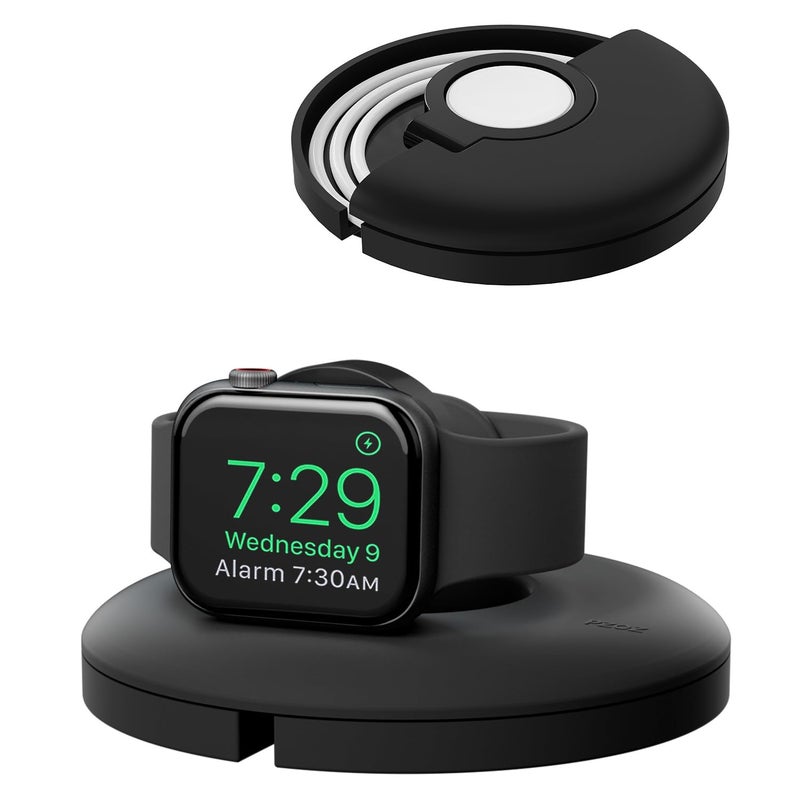 PZOZ Charger Stand for Apple Watch, Portable Charging Station Cable Management Dock Holder Organizer for iWatch Series Ultra/11/10/9/8/SE2/7/6 49mm 46mm 45mm 44mm 42mm Accessories (Black) - Image 1